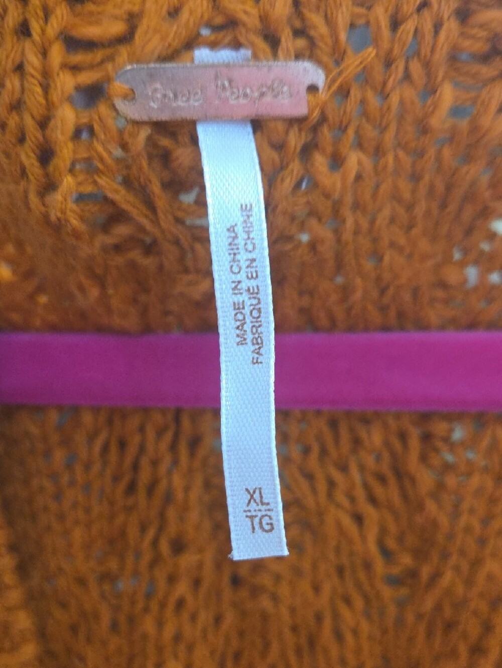 Free People Oversized Cable-Knit Cardigan in Burnt Orange - Picture 4 of 5